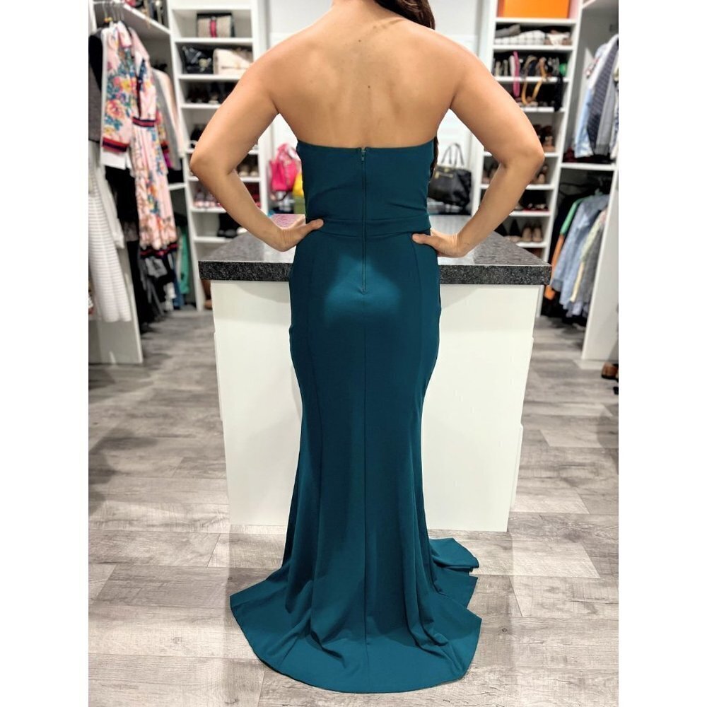 NWT Symphony Teal Green Ruffled Strapless Formal Gown $178 - Picture 7 of 11
